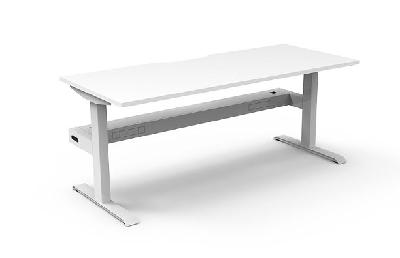 boost static single sided workstation with cable tray 1500mm natural white top / white frame 