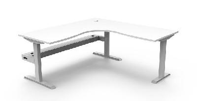 boost static corner workstation with cable tray 1500 x 1500mm natural white top / white frame 