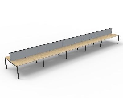 infinity back to back profile leg workstation pod of 10 - back to back 1500mm w x 750mm d natural oak top & black satin base with screen 