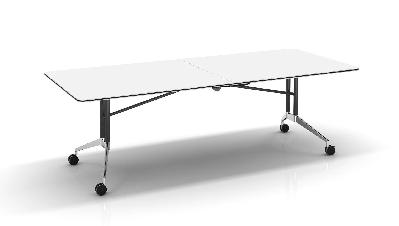 rapid edge folding meeting & boardroom table - 2400 x 1000 - natural white top 