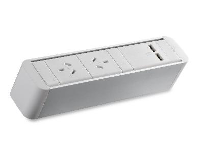cms zeus power rail - white, 2 x gpo + 2 usba 