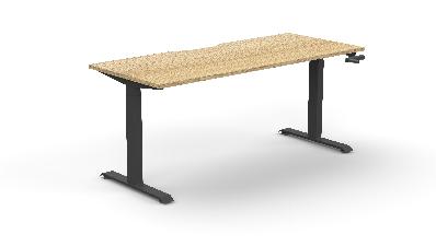 boost crank single sided workstation 1800mm w x 750mm d natural oak top & black satin frame without cable tray without screen 