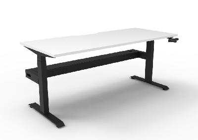 boost crank single sided workstation 1200mm w x 750mm d natural white top & black satin frame with cable tray without screen 