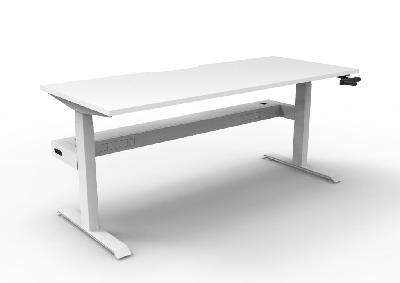 boost crank single sided workstation 1200mm w x 750mm d natural white top & white satin frame with cable tray without screen 