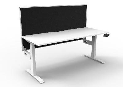 boost crank single sided workstation 1200mm w x 750mm d natural white top & white satin frame without cable tray with screen 