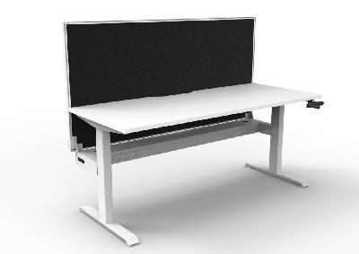 boost crank single sided workstation 1200mm w x 750mm d natural white top & white satin frame with cable tray with screen 
