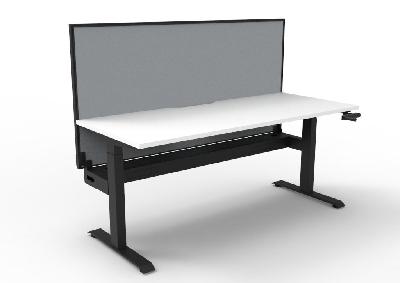 boost crank single sided workstation 1800mm w x 750mm d natural white top & black satin frame with cable tray with screen 