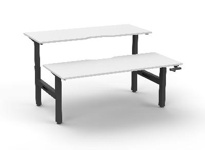boost crank back to back workstation 1200mm w x 750mm d natural white top & black satin frame without cable tray without screen 