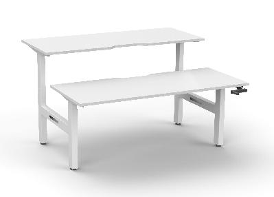 boost crank back to back workstation 1800mm w x 750mm d natural white top & white satin frame without cable tray without screen 