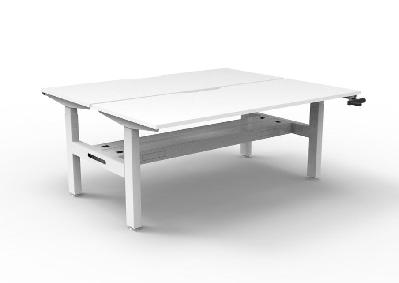 boost crank back to back workstation 1200mm w x 750mm d natural white top & white satin frame with cable tray without screen 