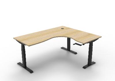 boost crank corner workstation 1800mm w x 1500mm w x 750mm d natural oak top & black satin frame without cable tray without screen 