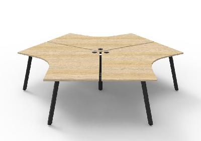 infinity 120 degree workstation - eternity leg natural oak black p/c without screens 