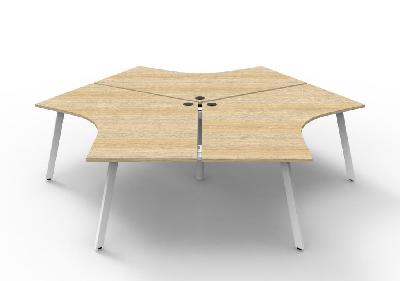 infinity 120 degree workstation - eternity leg natural oak white p/c without screens 