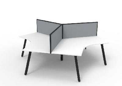 infinity 120 degree workstation - eternity leg natural white black p/c with screens 