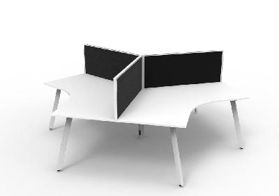 infinity 120 degree workstation - eternity leg natural white white p/c with screens 