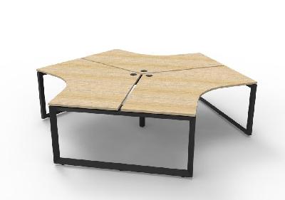 infinity 120 degree workstation - loop leg natural oak black p/c without screens 