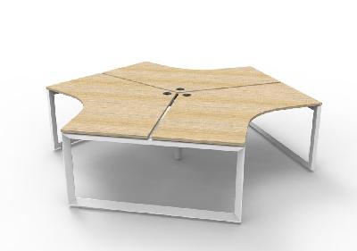infinity 120 degree workstation - loop leg natural oak white p/c without screens 