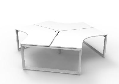 infinity 120 degree workstation - loop leg natural white white p/c without screens 