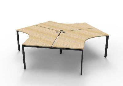 infinity 120 degree workstation - profile leg natural oak black p/c without screens 