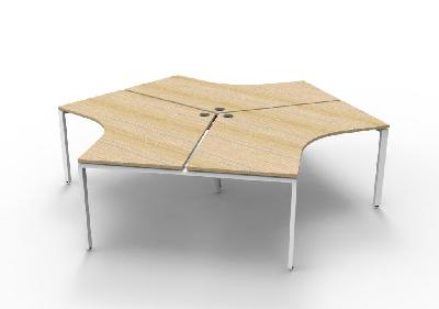 infinity 120 degree workstation - profile leg natural oak white p/c without screens 