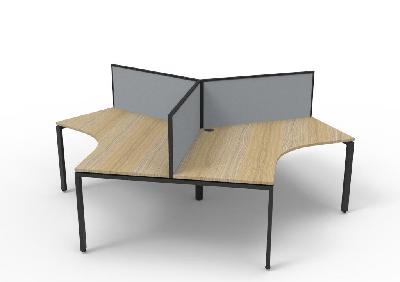 infinity 120 degree workstation - profile leg natural oak black p/c with screens 