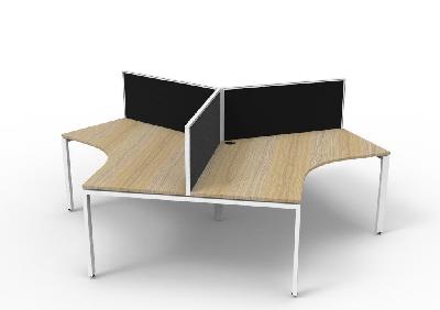 infinity 120 degree workstation - profile leg natural oak white p/c with screens 