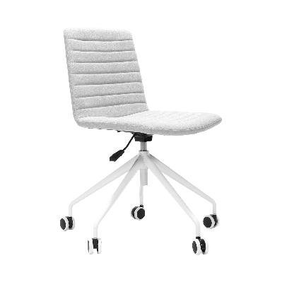 pixel swivel 5 star base chair light grey fabric white p/c no arms 
