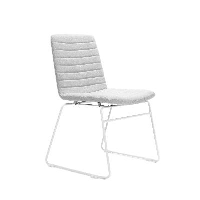 pixel sled base chair light grey fabric white p/c 