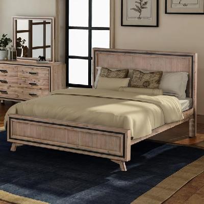 queen size silver brush bed frame in acacia wood construction