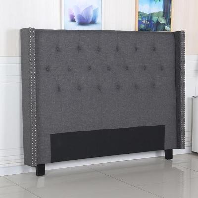 bed head queen charcoal headboard upholstery fabric studded buttons