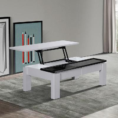 coffee table high gloss finish lift up top mdf black & white colour interior storage