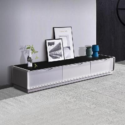 tv cabinet with 3 storage drawers with high glossy assembled entertainment unit in black & white colour