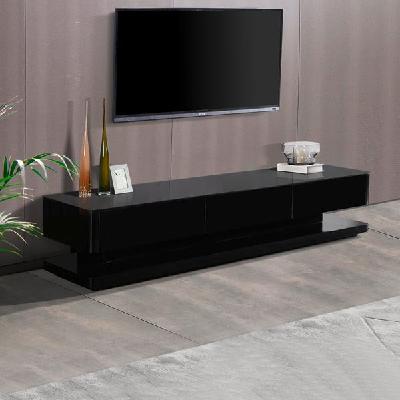 tv cabinet with 3 storage drawers with high glossy assembled entertainment unit in black colour
