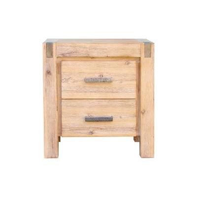 bedside table 2 drawers night stand solid wood acacia oak colour