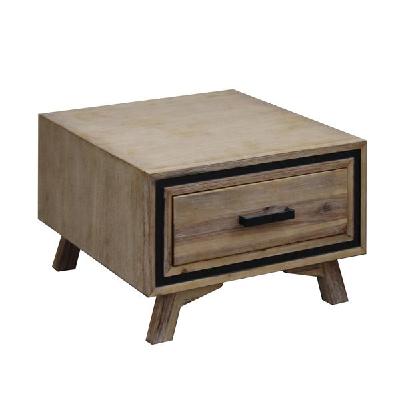lamp table with 1 storage drawer solid wooden frame in silver brush colour
