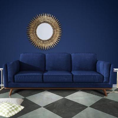 3+2 seater sofa bluefabric lounge set for living room couch with wooden frame