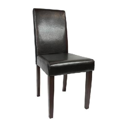 2x wooden frame black leatherette dining chairs with solid pine legs