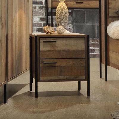 bedside table 2 drawers night stand particle board construction in oak colour