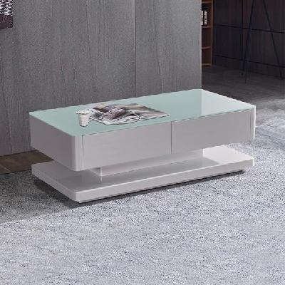 stylish coffee table high gloss finish shiny white colour with 4 drawers storage 