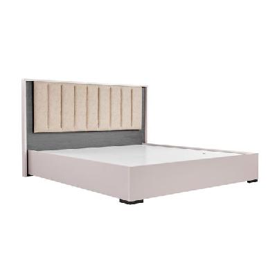 queen bed frame fabric upholstery mdf led headboard in champagne colour