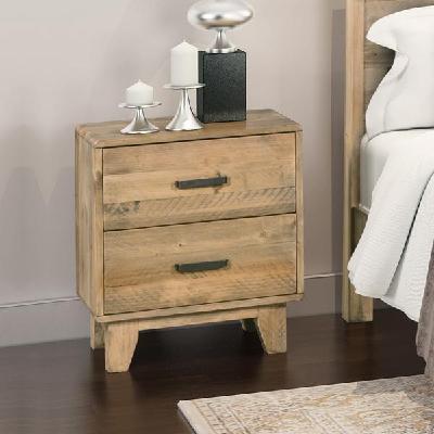 bedside table 2 drawers night stand solid wood storage light brown colour
