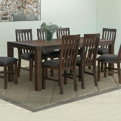 dining table 210cm large size with solid acacia wooden base in chocolate colour