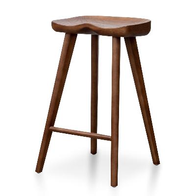 set of 2 - bethan 65cm wooden bar stool - walnut 