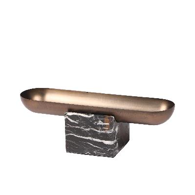 sera marble base steel tray - brown