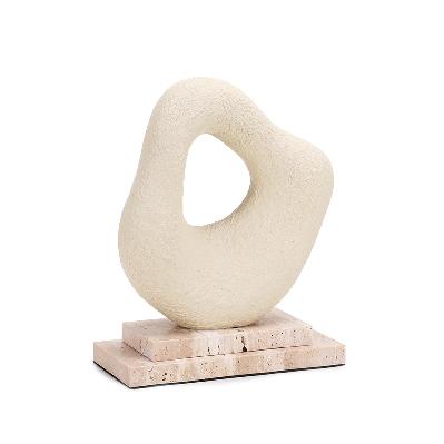 obira organic shape marble sculpture - beige