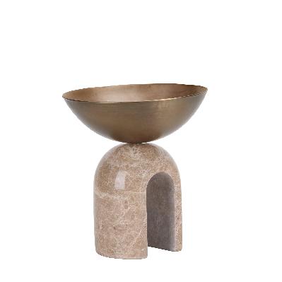 cavo arc pedestal metal small tray - antique brass