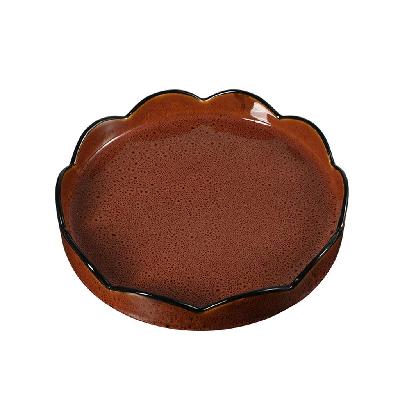 rusta round glaze ceramic tray - red