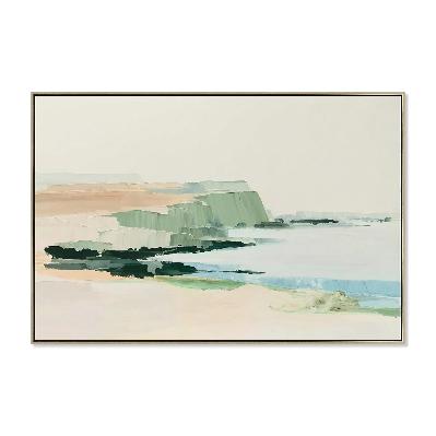 coastal mirage 120 x 80cm framed canvas - natural