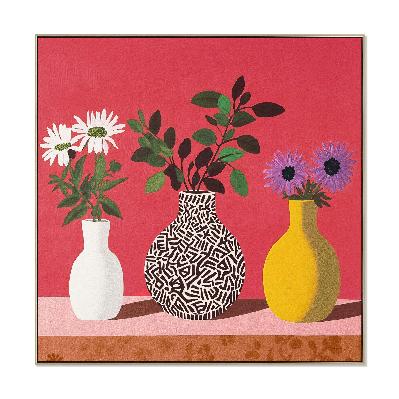 petals & porcelains 40 x 40cm framed canvas - natural