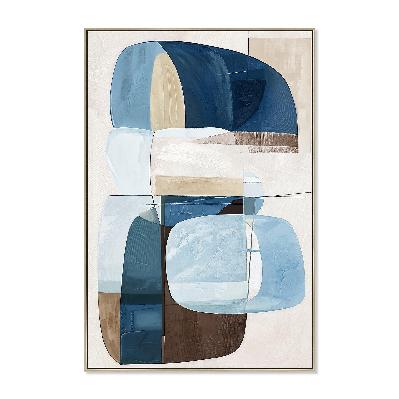 azurine block 80 x 120cm framed canvas - natural